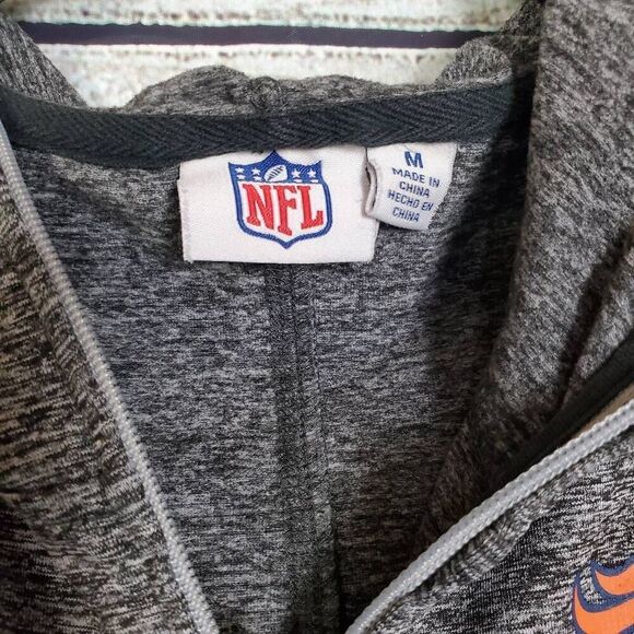 Denver Broncos NFL Women’s Full Zip Hoodie M Gray Heathered Stretch Fleece Jacke - Picture 4 of 7